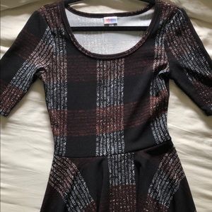 Lularoe Nicole Dress Black Red & White Print Small